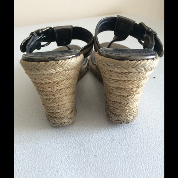 Burberry Check and Metallic Thong Espadrille Wedge Sandals • Size 37 🔴 - Picture 3 of 5